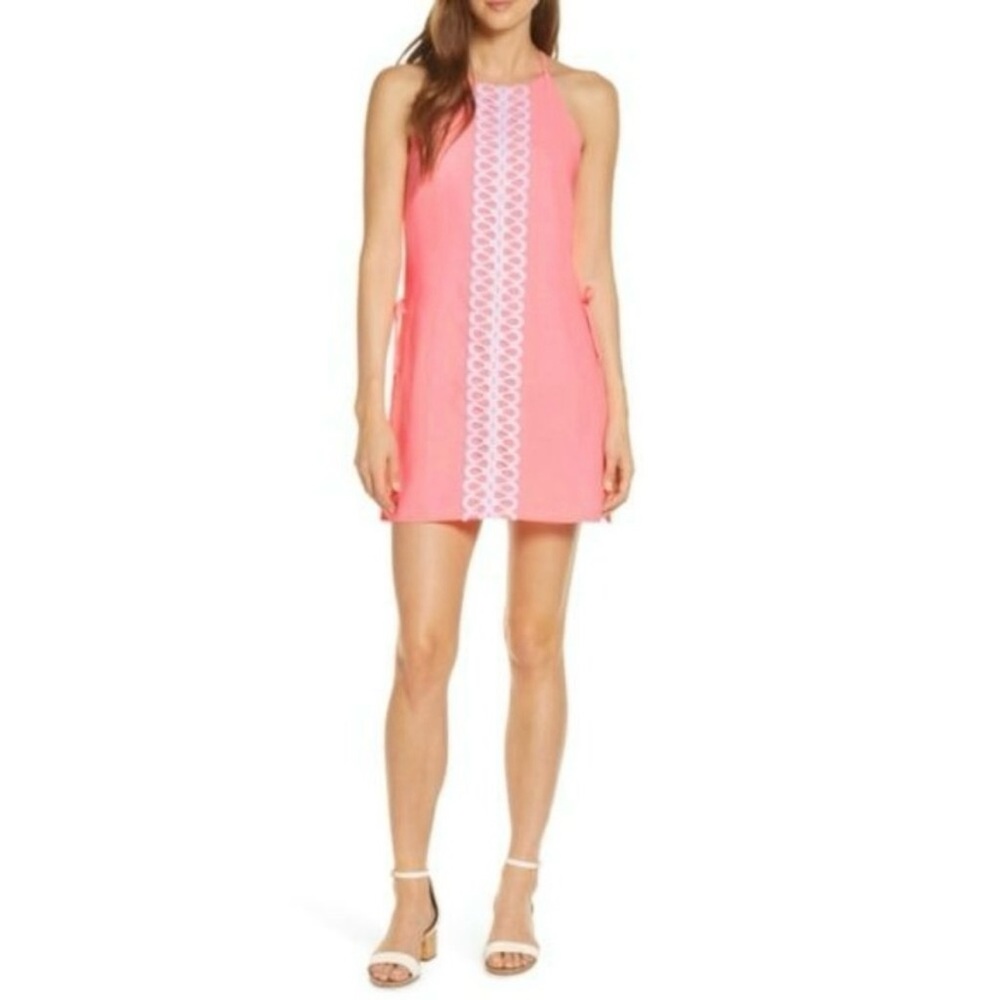 NWT Lilly Pulitzer Pink Coral Mini Dress/Romper with White Trim